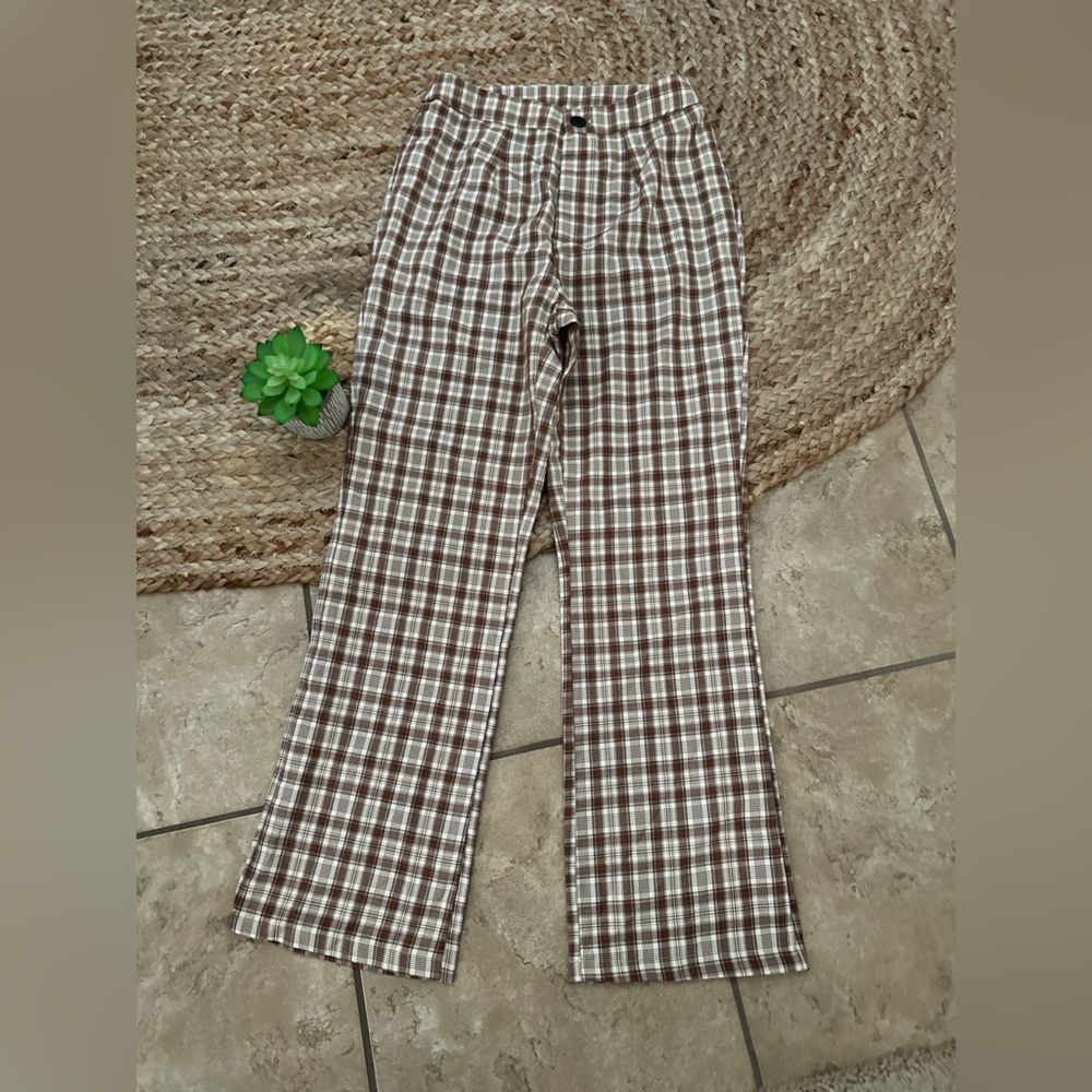 PLAID BOOTCUT PANTS